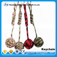 Creative fancy braided rope keychains 100% fabric material fabric ball keyring for promotion